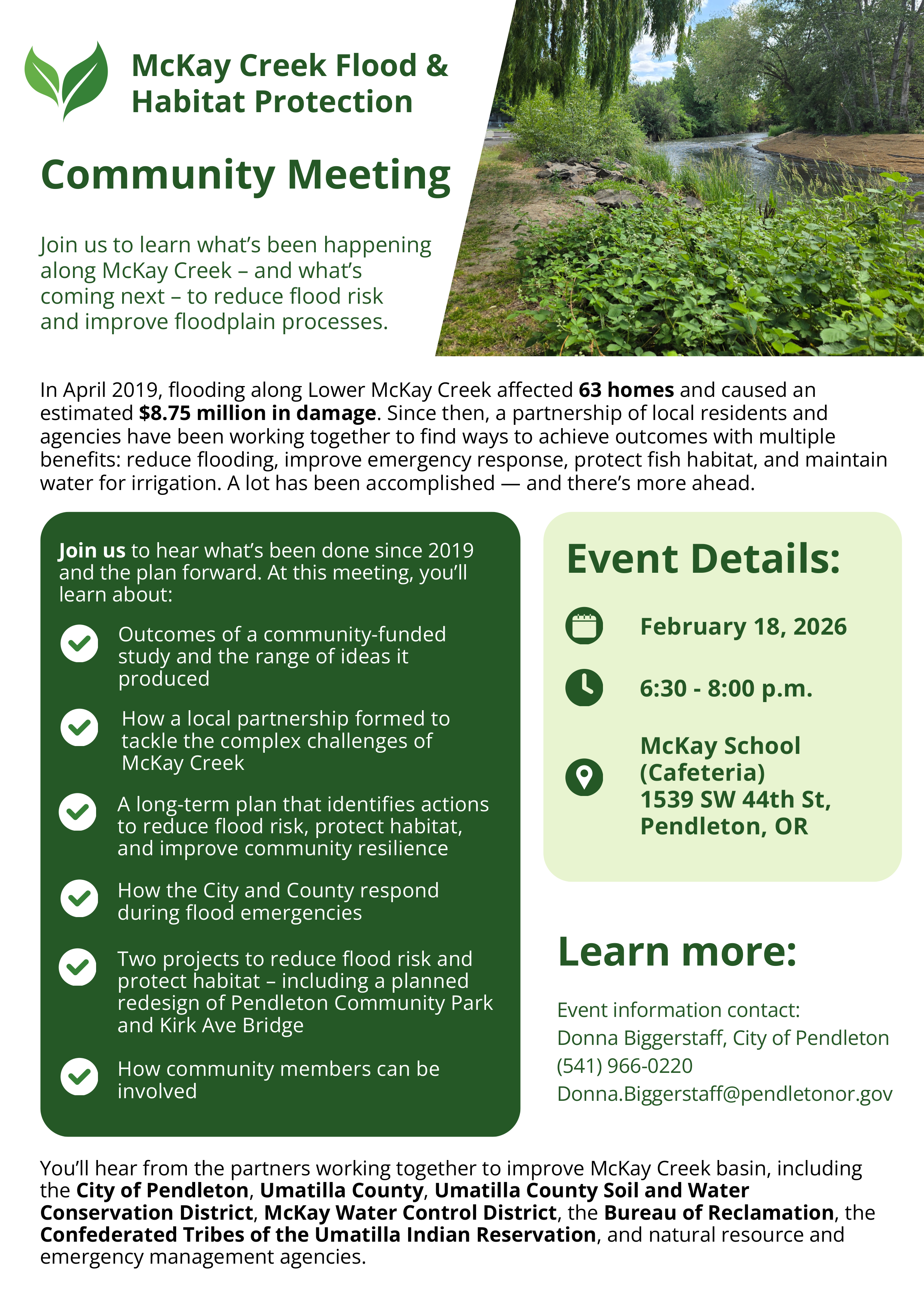 Flyer about Feb. 18 community meeting - text included below