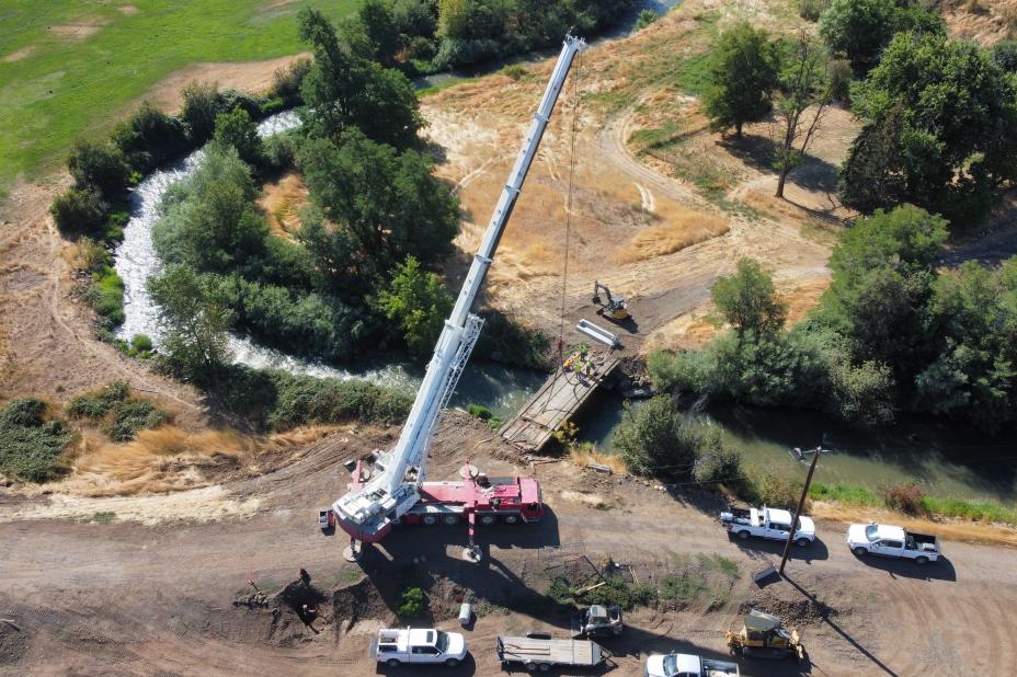 Aerial photo of bridge work