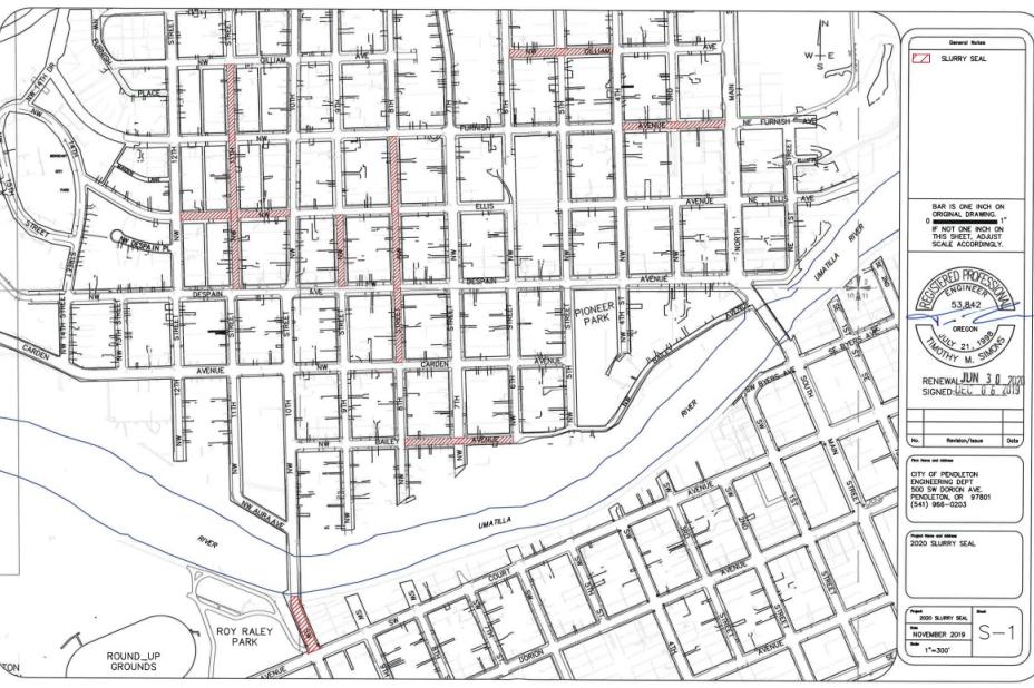 Map of 2020 Slurry Seal projects