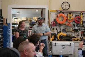 Officials discuss the project during an open house in June 2025